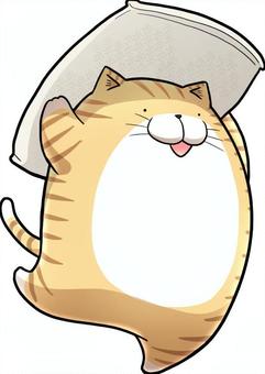 備蓄米をゲットしたネコ ネコ,動物,ペット,丸い,茶トラ,ゆるい,かわいい,米,備蓄米,買い物のイラスト素材