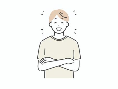 笑顔の若い男性 男性,人物,若い,大人,腕組み,笑顔,ご機嫌,嬉しい,楽しい,面白いのイラスト素材