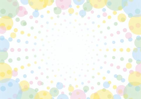 水玉放射状フレーム　パステルカラー パステルカラー,ドット,集中,放射,半透明,飾り,飾り罫,フレーム,素材,シンプルのイラスト素材