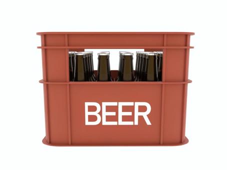 赤色のビールケースとビール ビールケース,ケース,ビール箱,入れ物,3d,cg,瓶ビール,赤色のイラスト素材