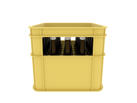 黄色のケースとビール ビールケース,ケース,ビール箱,入れ物,3d,cg,瓶ビール,黄色のイラスト素材