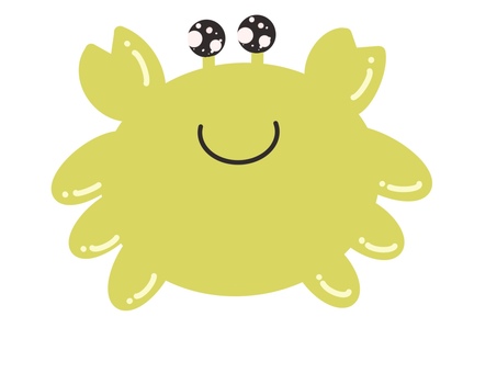 目がキラキラしたカニ(黄色) 蟹,カニ,かに,キャラクター,海の生き物,かわいい,シンプル,素材,イラストのイラスト素材