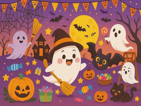 トリックオアトリートを聞くお化けたち