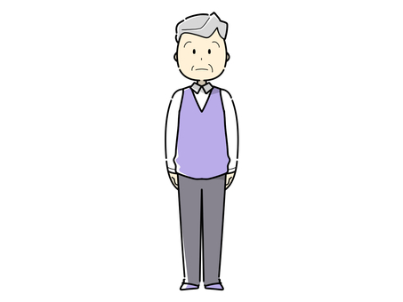 直立する無表情の全身おじいさん 全身,おじいさん,無表情,老人,高齢者,祖父,シニア,年寄り,白髪,高齢のイラスト素材