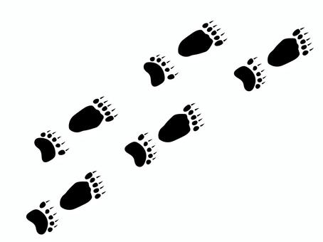 熊の足跡のシルエットパターンイラスト 足跡,熊,パターン,シルエット,モノクロ,白黒,黒,歩行,歩く,アイコンのイラスト素材