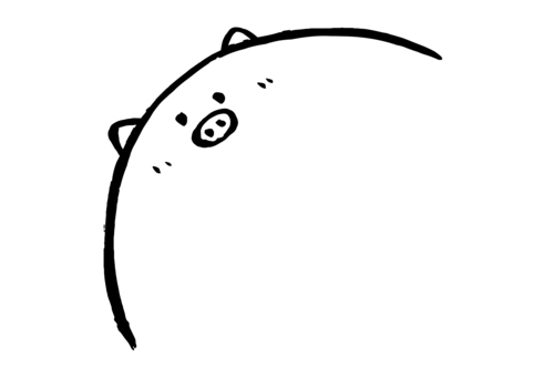 豚の精肉動物の半円フレーム　モノクロ 豚,フレーム,肉,豚肉,精肉,枠,円,モノクロ,動物,生き物のイラスト素材