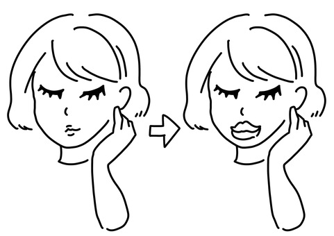 唇を大きくした女性　線画 唇,ヒアルロン酸,美容整形,女性,線画のイラスト素材