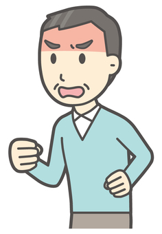 ニット中年男性-206-バスト  ニット中年男性-206-バスト 怒る,おじさん,男性,中年,お父さん,パパ,シニア,ミドルエイジ,人物,かわいいのイラスト素材