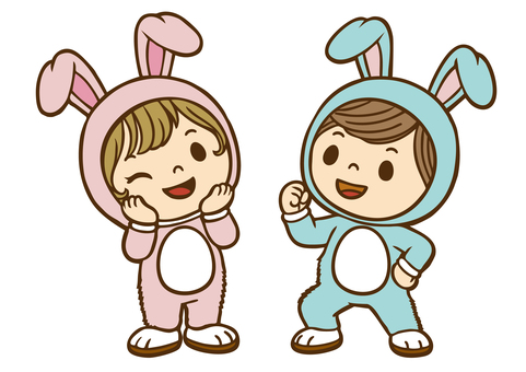 子供の着ぐるみ「うさぎ」 うさぎ,ウサギ,兎,うさちゃん,コスプレ,お遊戯会,劇,動物,着ぐるみ,幼稚園のイラスト素材