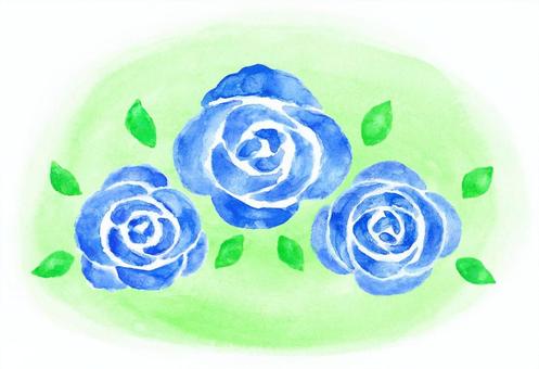 수채화 블루 장미 꽃 2, 장미, 수공, 수채화, JPG