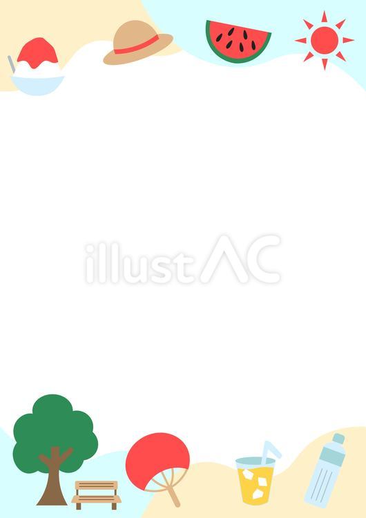 夏の風物詩　かわいいフレーム（縦） 夏,フレーム,背景のイラスト素材