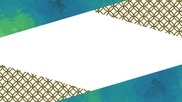 マーブル緑青色と七宝柄の斜めフレーム マーブル,動画フレーム,youtube,和柄,七宝,緑,青,エメラルド,ターコイズ,フレームのイラスト素材