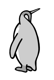 見返りペンギン　グレースケール キングペンギン,オウサマペンギン,ペンギン,鳥,水族館,1羽,立つ,白,黒,グレーのイラスト素材