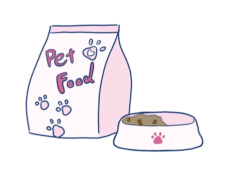 食べかけペットフード ペット用品,餌,食べかけ,手描き,食事,犬,猫,ペットフード,食器,かわいいのイラスト素材