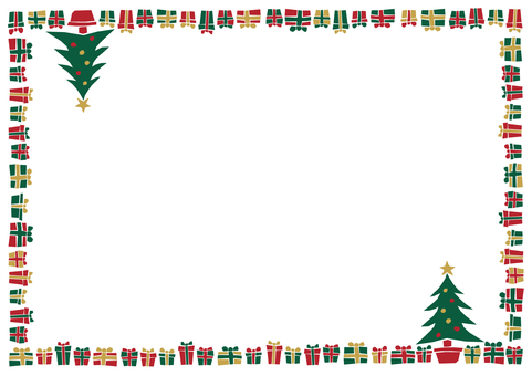 #3430クリスマスフレーム クリスマス,クリスマスフレーム,プレゼント枠,ギフトボックス,クリスマスカード,冬,12月,ホリデー,クリスマスツリー,赤と緑のイラスト素材