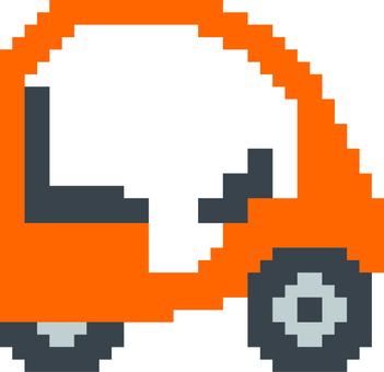 ドット絵のオレンジの電動ミニカーです。 ドット絵,電動,ミニカー,シンプル,電気自動車,ev,子供用,遊具,乗り物,オレンジのイラスト素材