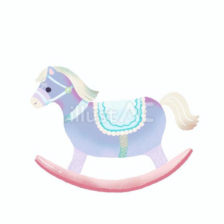 ゆめかわいい木馬 木馬,おもちゃ,遊具のイラスト素材