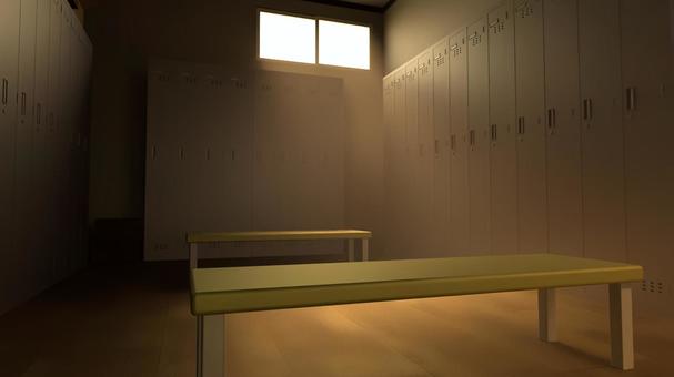 夕方に光が差し込む静かなロッカー 学校,ロッカールーム,更衣室,脱衣所,控え室,部室,ロッカー,着替え,部屋,室内のイラスト素材
