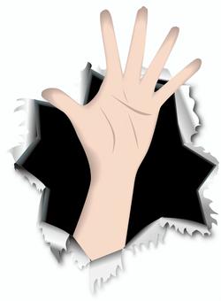 腕飛び出す　 腕,飛び出す,指,手のひら,体,紙,破れる,リアル,隙間のイラスト素材