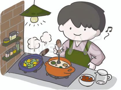 料理をする男性