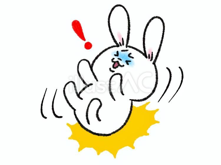 転倒注意！転んでしりもちをつくうさぎさん うさぎ,転倒注意,転倒のイラスト素材