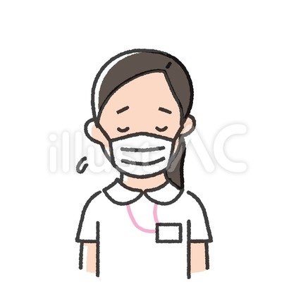 マスクした女性看護師のイラスト-15