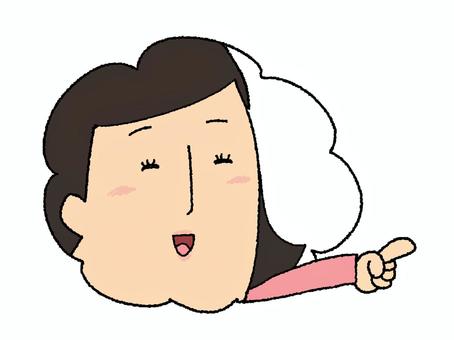 指差す女性 指差す女性 女性,指差し,モクモク,お知らせ用,宣伝用,pop調,手描き,挿絵,ワンポイント,素材のイラスト素材