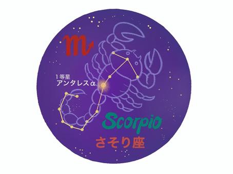 さそり座　SCORPIO 星座線　星座絵 さそり座,12星座,星座線,１等星,アルタイル,星空,星座絵,星座マーク,シンボルマーク,10月のイラスト素材