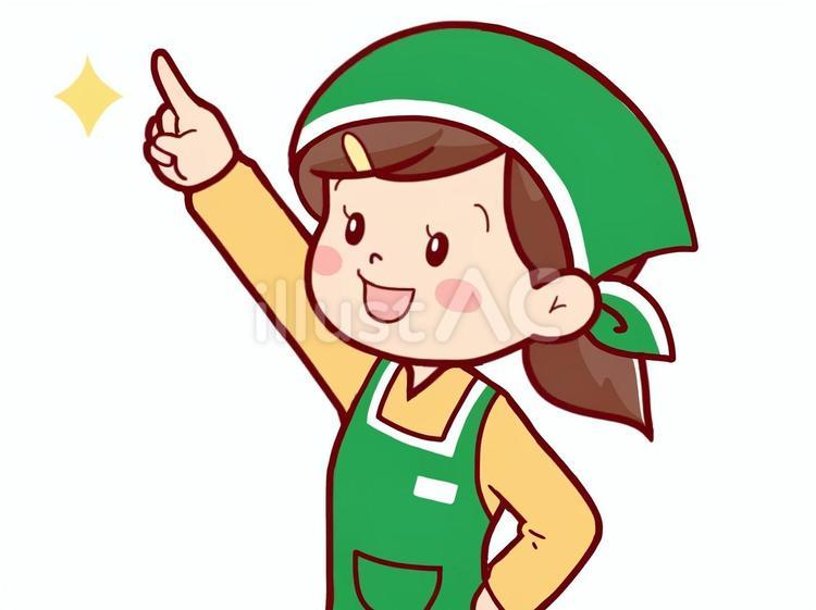 やる気のある店員(女性) 店員,販売員,スーパー店員のイラスト素材