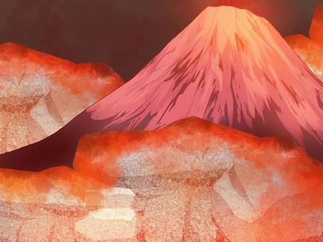 Illustration, landscape, volcanic, mountain, 