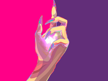 光をつかむ手 手,ハンド,光,爪,ピンク,パープル,手首のイラスト素材