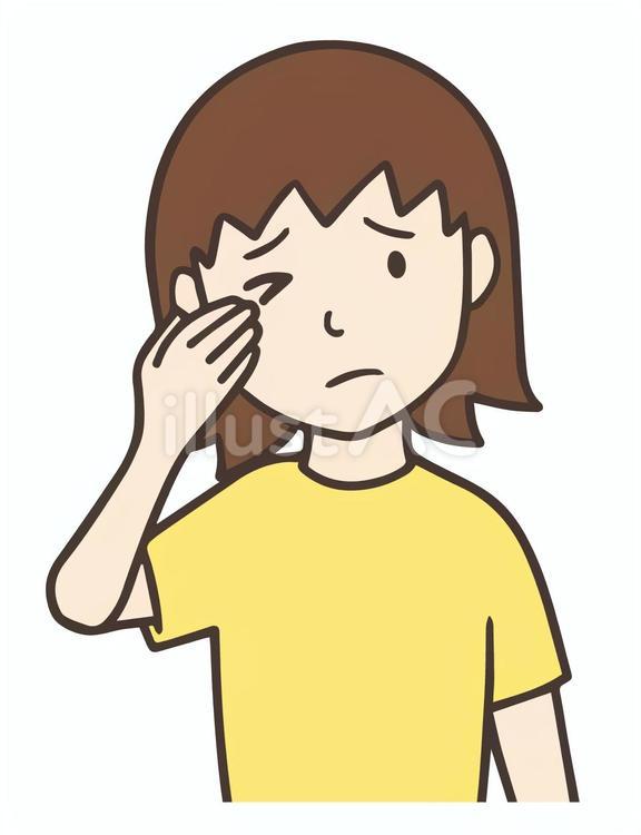 かすみ目、目に手を当てる女性 女性,人物,イラストのイラスト素材