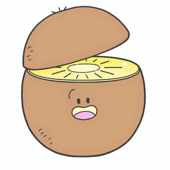 キウイの手描きイラスト4 キウイ,フルーツ,黄色,単品,手描き,挿絵,シンプル,果物,食べ物,可愛いのイラスト素材