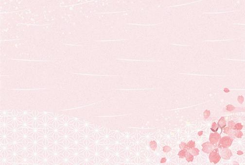 Watercolor style cherry blossoms and Japanese pattern Japanese paper background, , JPG and AI