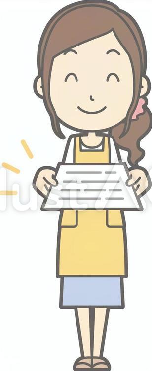 主婦f-書類-全身 女性,人,ママのイラスト素材