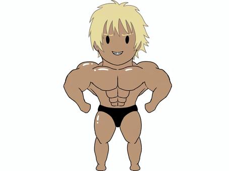 ボディビルダー 日焼け 金髪 ポーズ３ ボディビルダー,筋肉,男性,マッチョ,ムキムキ,フィットネス,トレーニング,スポーツ,日焼け,ポーズのイラスト素材