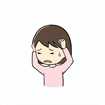 頭を抱える小学生女児 頭,抱える,どうしよう,失敗,困る,悩む,考える,少女,女児,女の子のイラスト素材