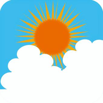 太陽・入道雲　 太陽,入道雲,晴れ,時々,曇り,天気,シンプル,アイコンのイラスト素材
