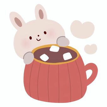 うさぎとココア うさぎ,ココア,あったか,ドリンク,カップ,ホット,飲み物,コップ,冬,動物のイラスト素材