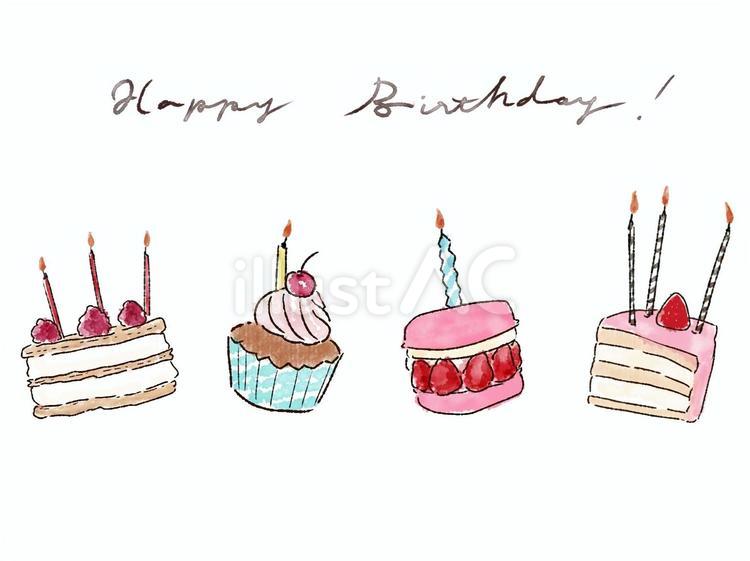 ケーキ　誕生日　ろうそく　マカロン　苺 ケーキ,いちご,マカロンのイラスト素材