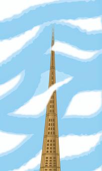 高い塔　 高い,塔,バベル,神話,おとぎ話,建築物,見上げる,空のイラスト素材