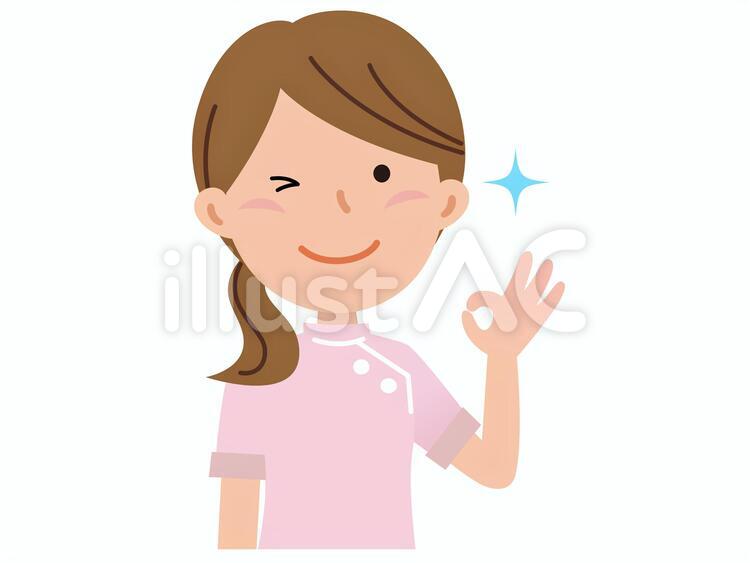 5822.介護士女性,OK 看護師,介護士,オーケーのイラスト素材