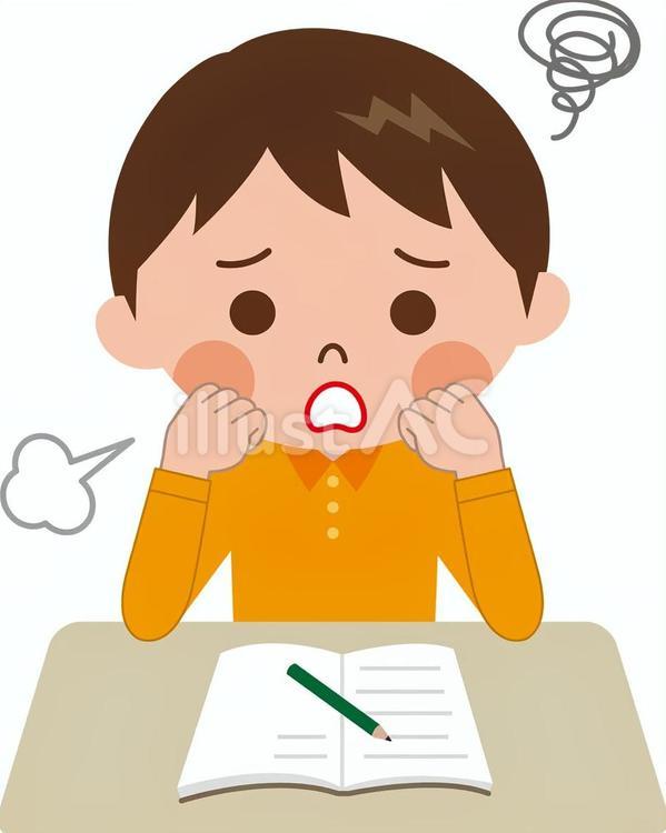 授業中の風景（男の子14）ため息 子供,人物,男の子のイラスト素材