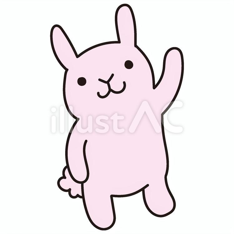 手を上げるかわいいうさぎ うさぎ,動物,キャラクターのイラスト素材