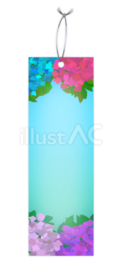 紫陽花柄の短冊のイラスト