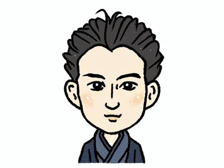 萩原朔太郎 萩原朔太郎,似顔絵,肖像画,ゆるい,かわいい,手描き,デフォルメ,歴史,人物,上半身のイラスト素材