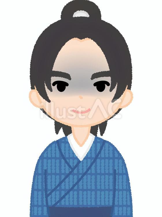 着物男性不敵の笑み 着物,笑顔,暗いのイラスト素材