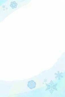 はがき用縦型雪の結晶フレーム(水色) はがき用縦型雪の結晶フレーム(水色) 雪の結晶,フレーム,冬,はがき,縦型,背景,寒中見舞い,シンプル,上品,冷たいのイラスト素材