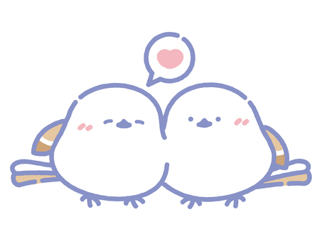 好意を抱くパステルシマエナガ シマエナガ,エナガ,野鳥,鳥,動物,ハート,シンボル,マーク,愛,結婚のイラスト素材