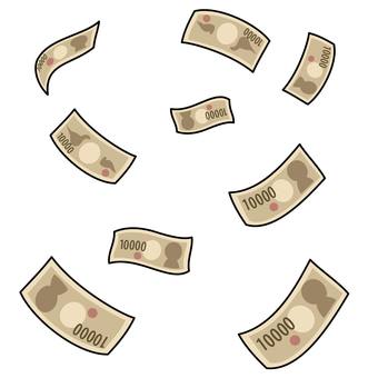 宙に舞うお札 お金,１万円,現金,紙幣,お札,大金,沢山,ビジネス,成功,ギャンブルのイラスト素材